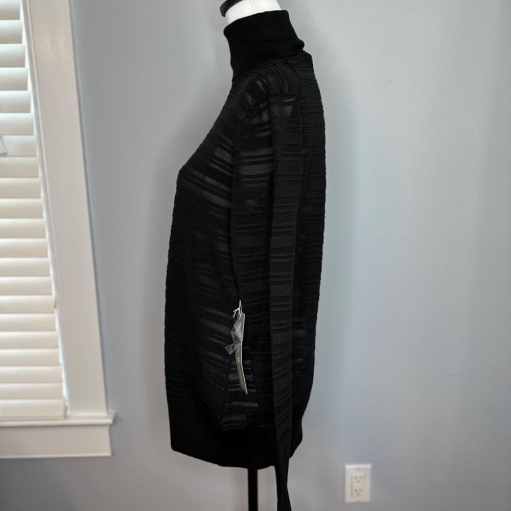 Worth NY Black Silk blend turtleneck. Horizontal stripes. Size L. NEW! - Picture 3 of 8